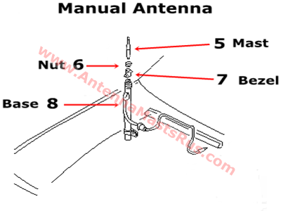 1996-2002 Toyota 4 Runner Power Antenna Parts, 86300-35111, 86396-89102